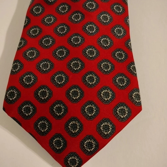Bert Pulitzer Red Blue Geometric shapes Men's Neck Tie - Picture 5 of 7